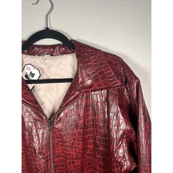Faux Leather Crocodile Burgundy Jacket #36 - Picture 2 of 7